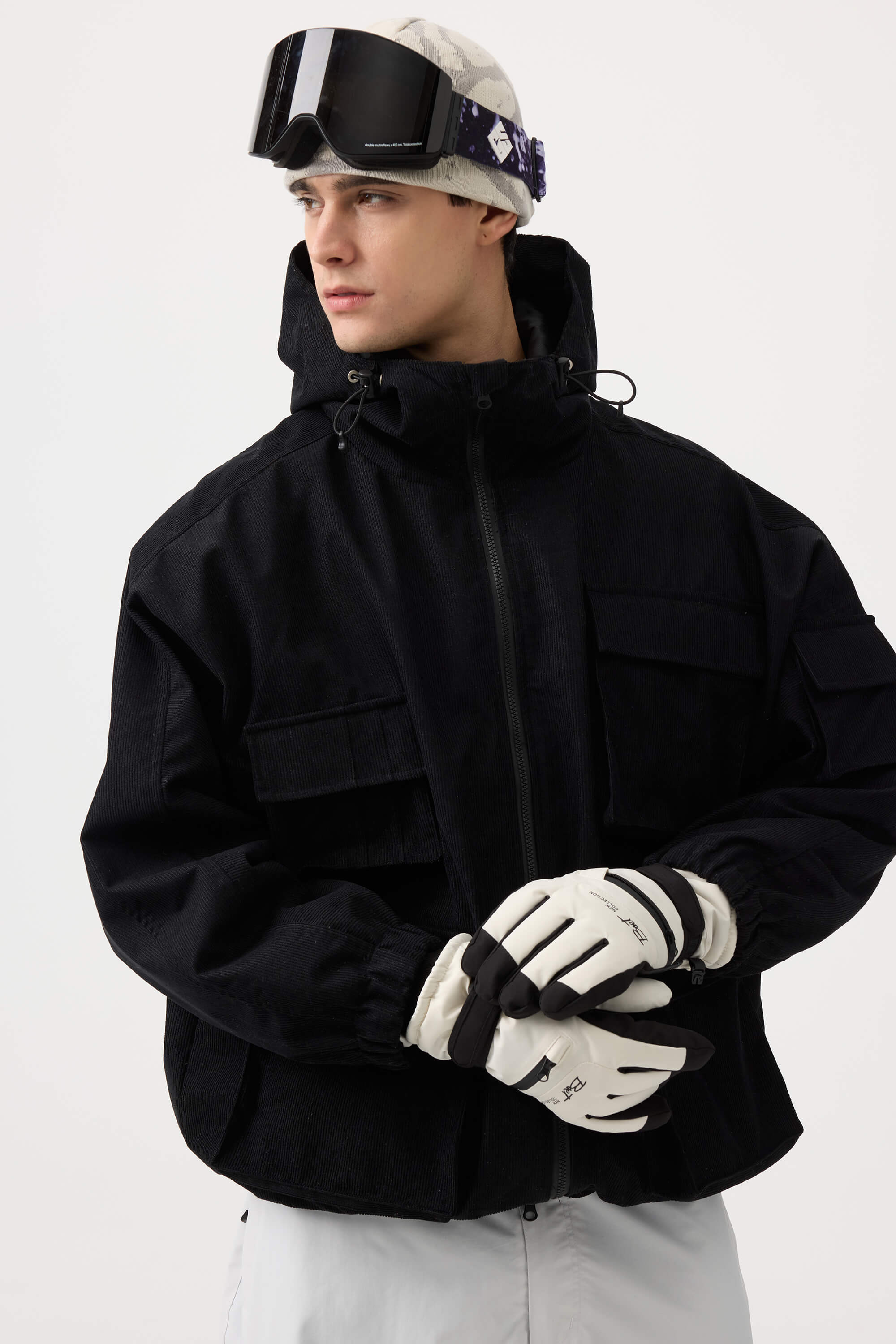 Men's Brick Red Waterproof Corduroy Batwing Sleeve Large Pocket Snow Jacket - Gsou Snow