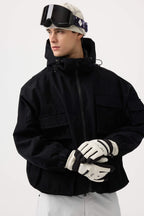 Men's Khaki Waterproof Corduroy Batwing Sleeve Large Pocket Snow Jacket - Gsou Snow
