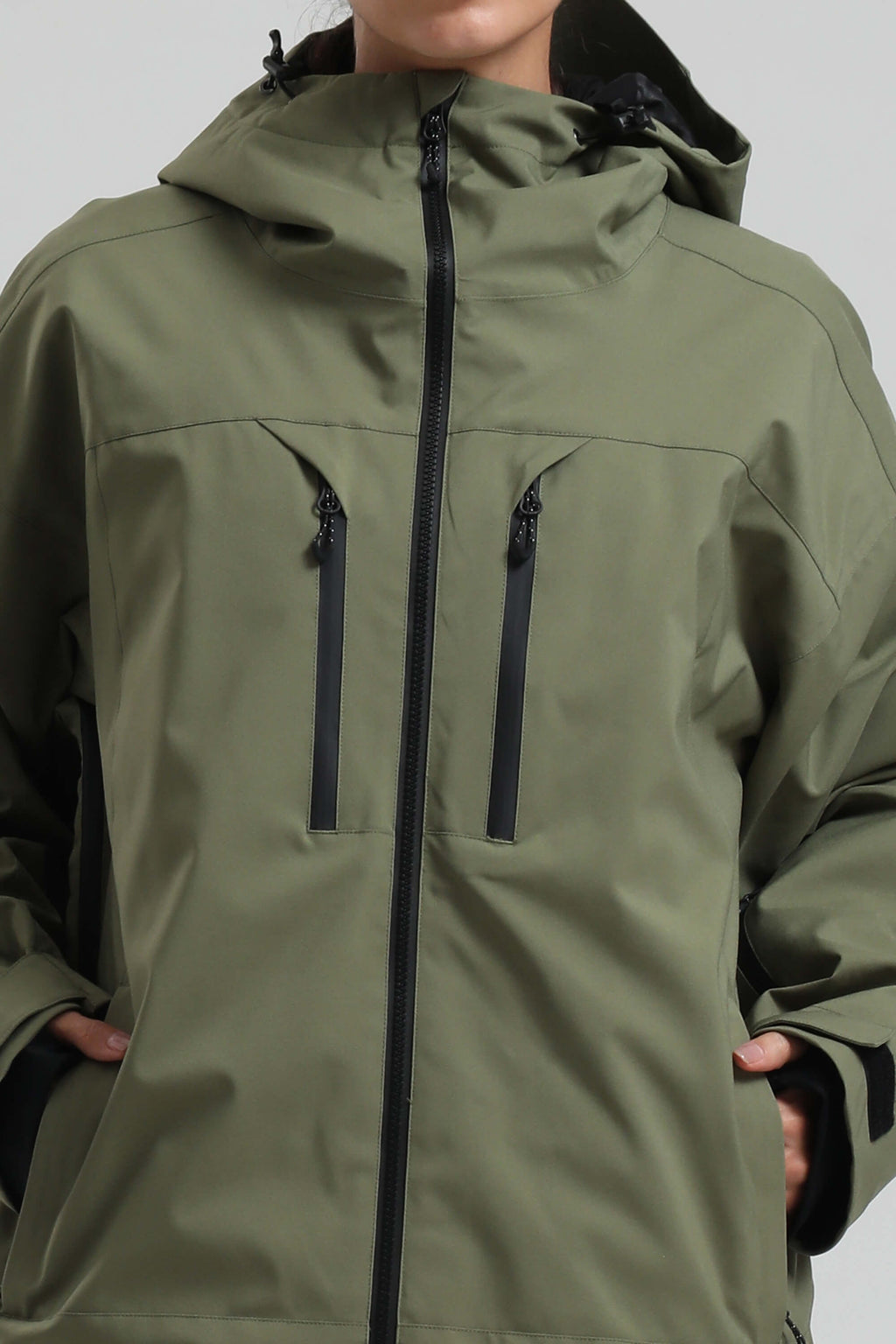 Women's Army Green Multi-Pocket Dual-Vent Snow Jacket Waterproof Insulated Ski Jacket - Gsou Snow