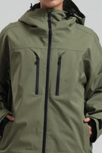 Women's Army Green Multi-Pocket Dual-Vent Snow Jacket Waterproof Insulated Ski Jacket - Gsou Snow