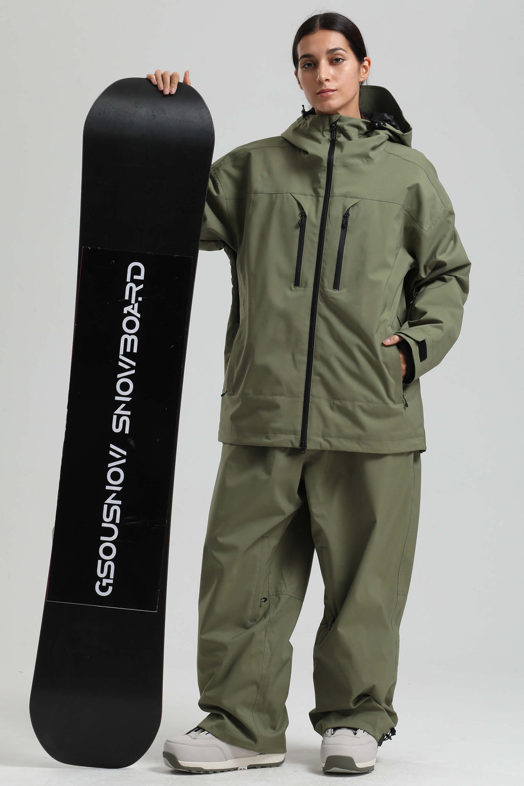 Women's Army Green Multi-Pocket Dual-Vent Snow Jacket Waterproof Insulated Ski Jacket - Gsou Snow