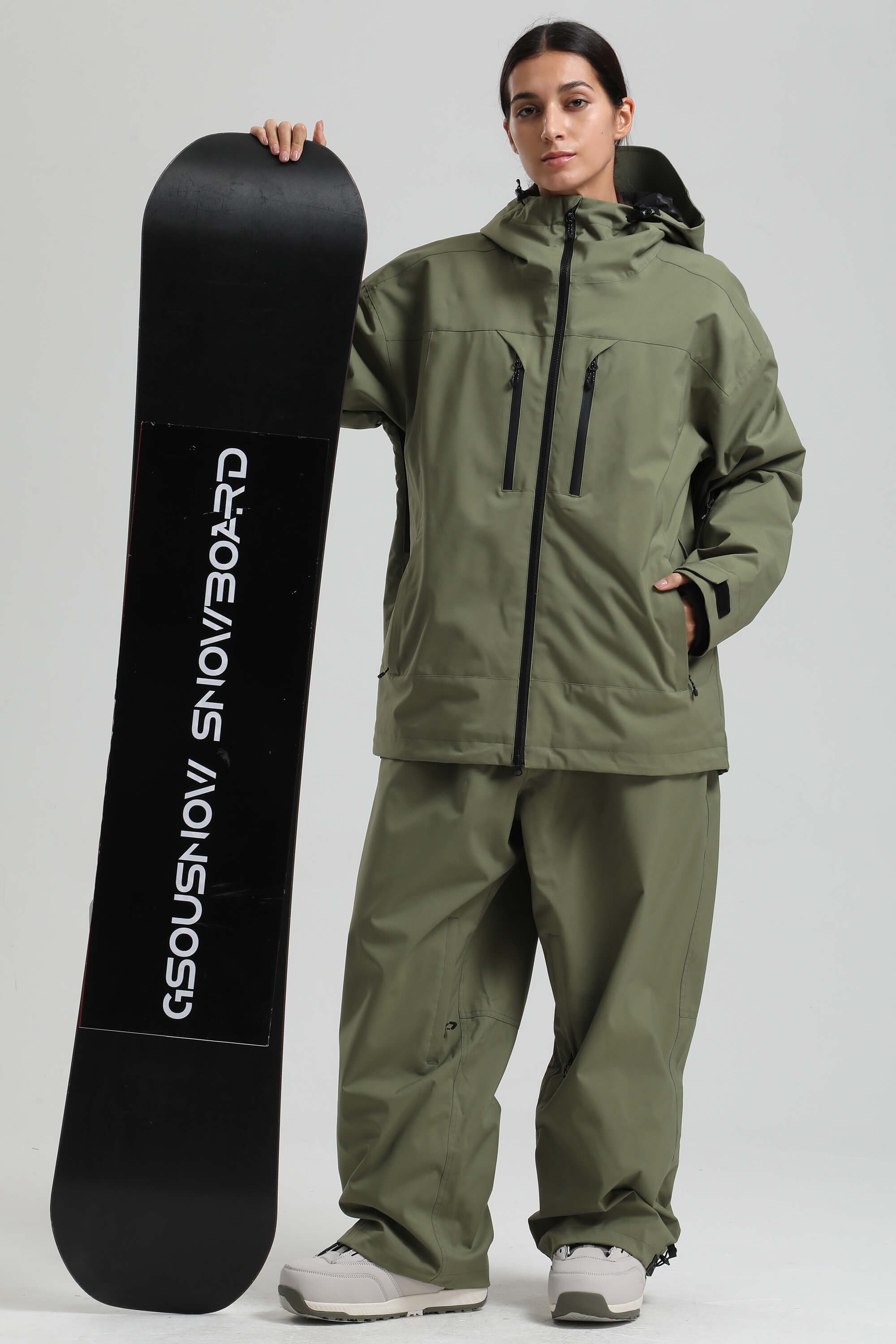 Women's Army Green Multi-Pocket Dual-Vent Snow Jacket Waterproof Insulated Ski Jacket - Gsou Snow