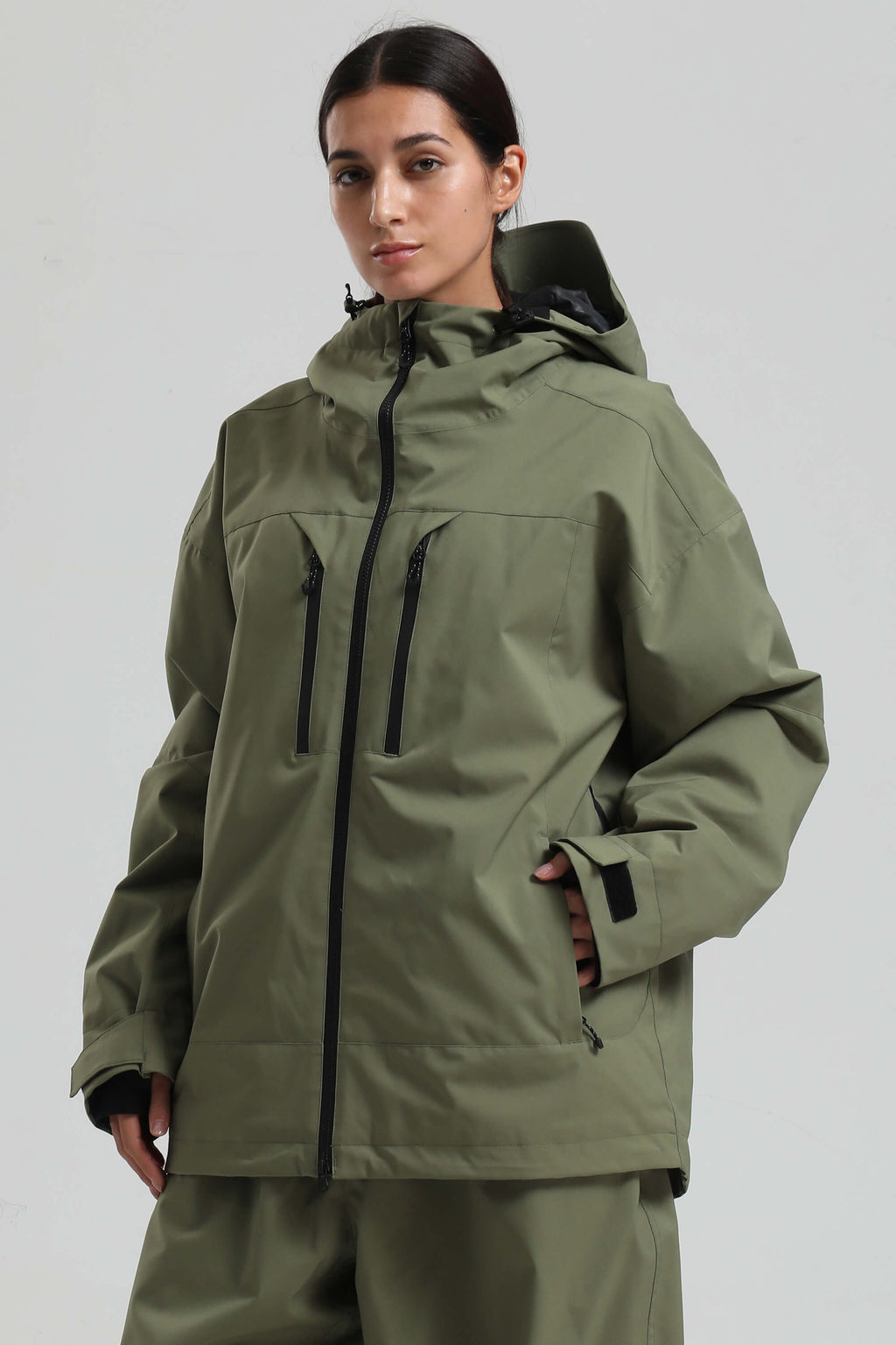 Women's Army Green Multi-Pocket Dual-Vent Snow Jacket Waterproof Insulated Ski Jacket - Gsou Snow