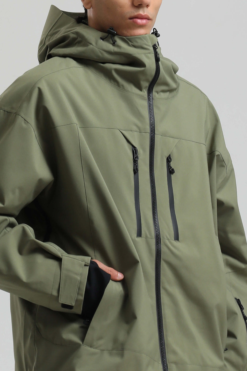 Men's Army Green Multi-Pocket Dual-Vent Snow Jacket Waterproof Insulated Ski Jacket - Gsou Snow