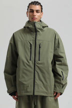 Men's Coffee Multi-Pocket Dual-Vent Ski Jacket Waterproof Insulated Snow Jacket