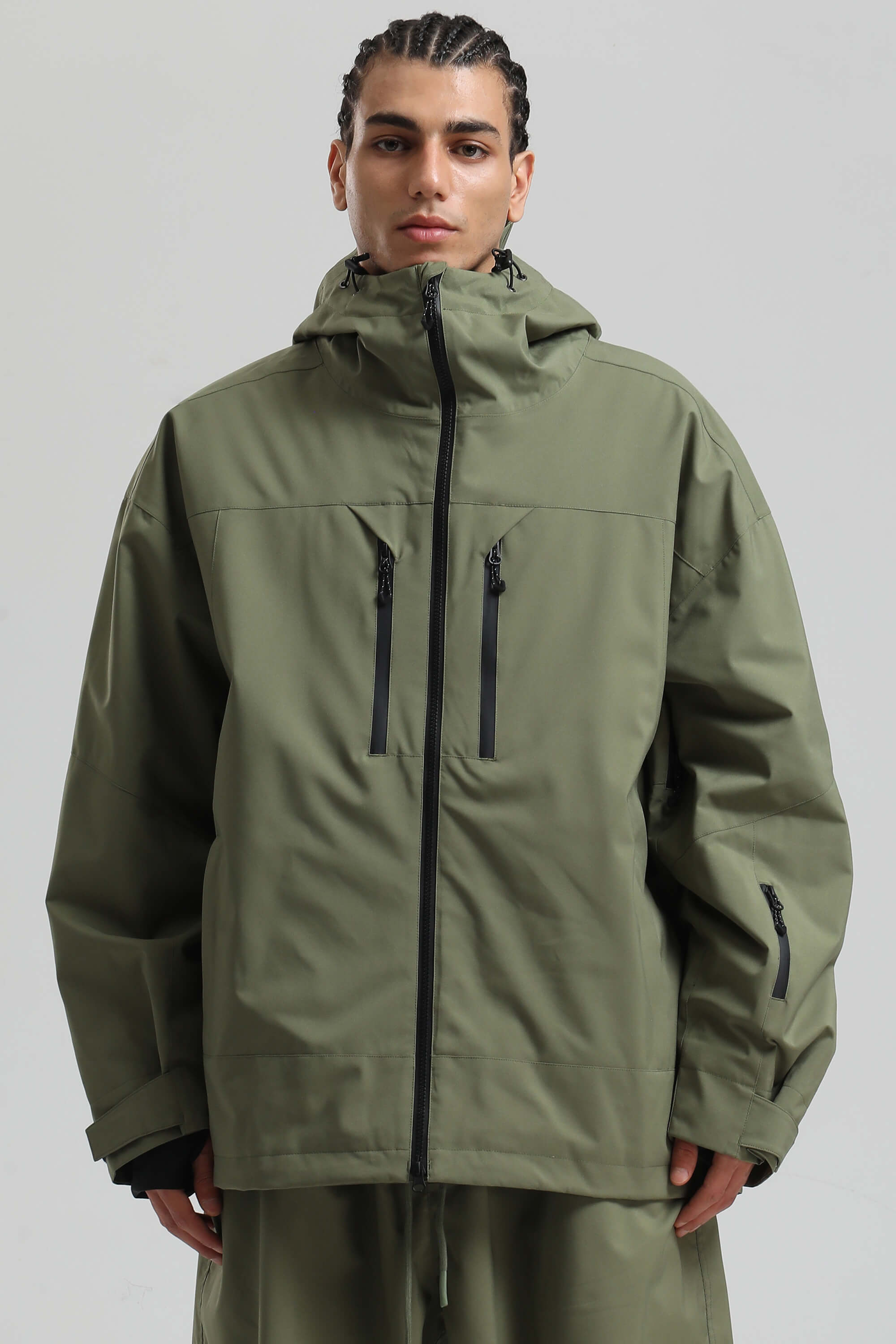 Men's Coffee Multi-Pocket Dual-Vent Ski Jacket Waterproof Insulated Snow Jacket