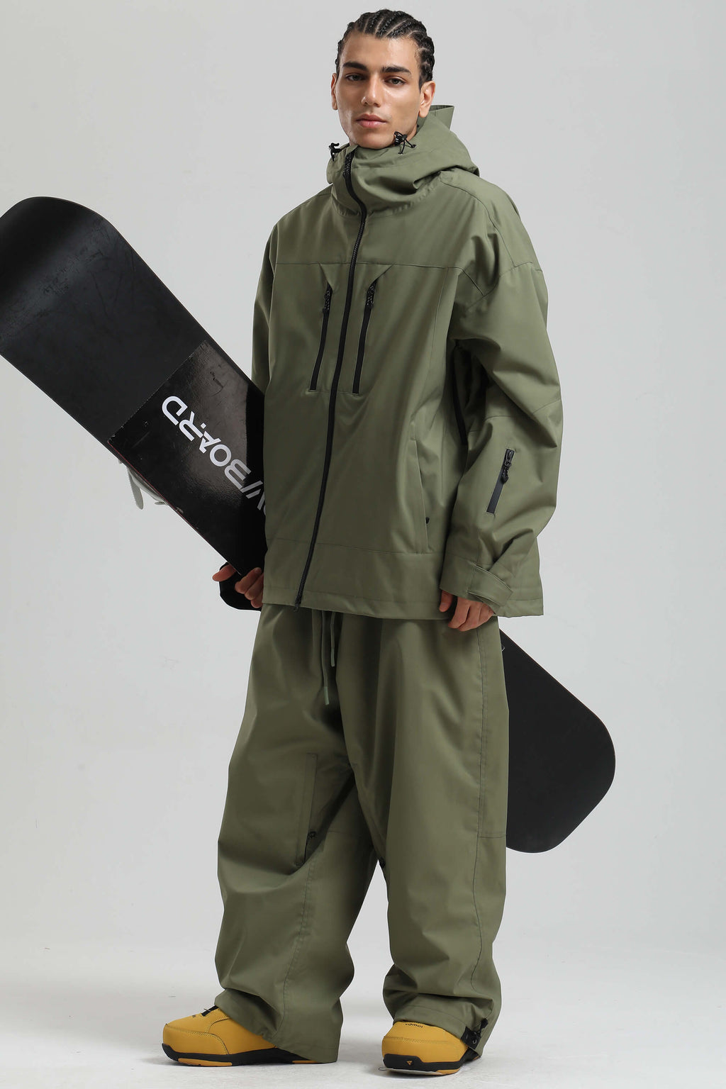 Men's Army Green Multi-Pocket Dual-Vent Snow Jacket Waterproof Insulated Ski Jacket - Gsou Snow