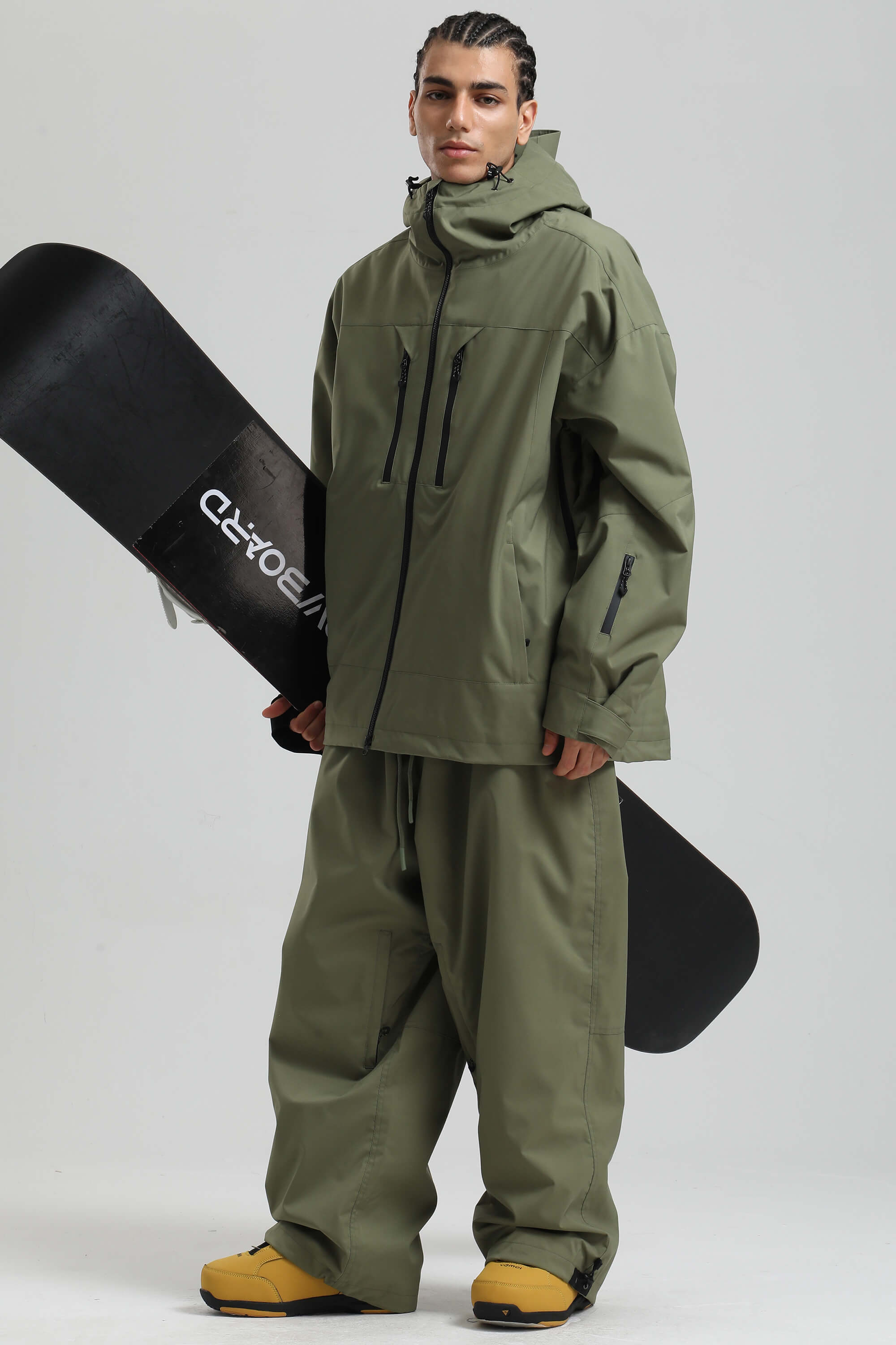 Men's Army Green Multi-Pocket Dual-Vent Snow Jacket Waterproof Insulated Ski Jacket - Gsou Snow