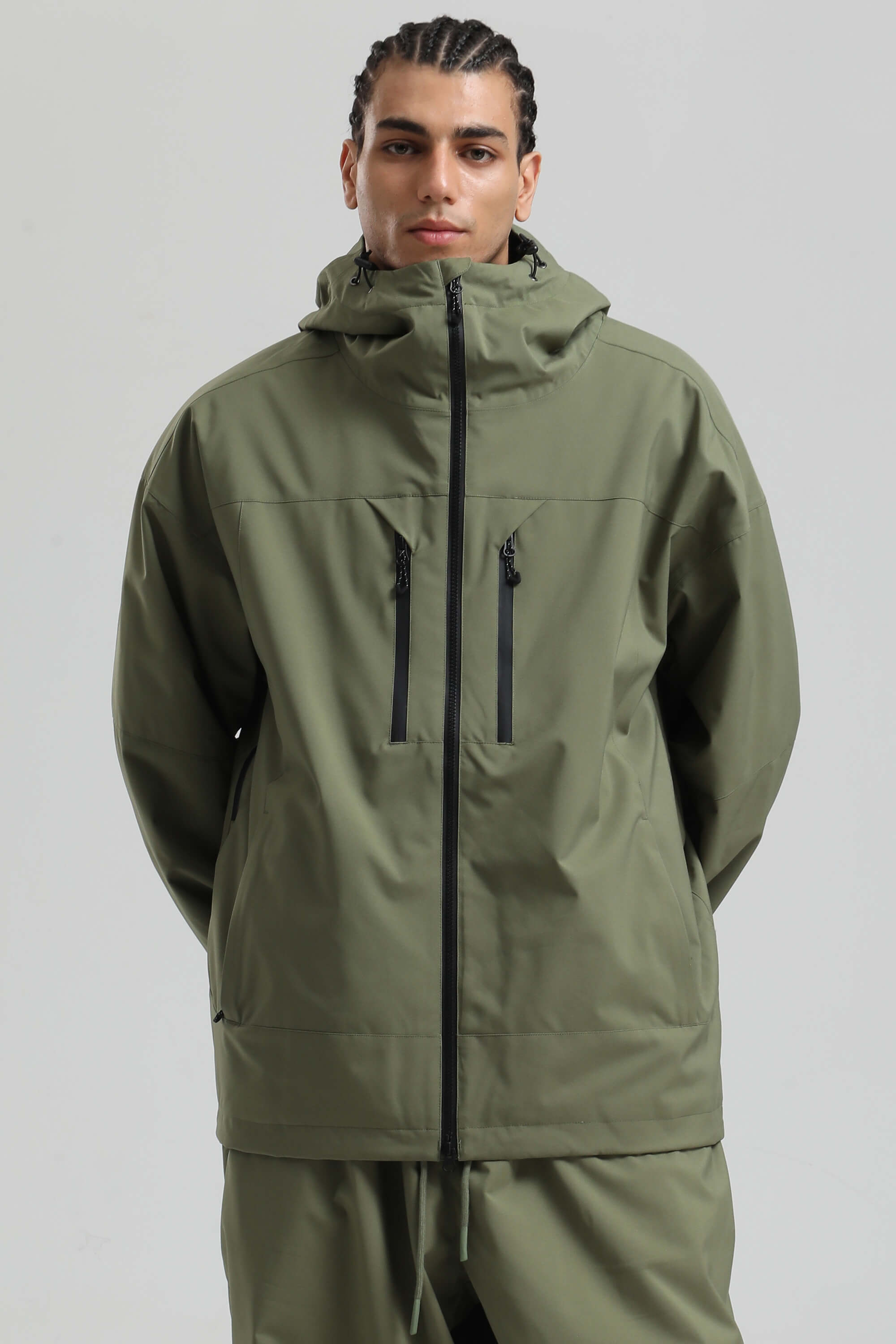 Men's Army Green Multi-Pocket Dual-Vent Snow Jacket Waterproof Insulated Ski Jacket - Gsou Snow