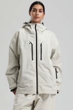 Women's Off White Multi-Pocket Dual-Vent Snow Jacket Waterproof Insulated Ski Jacket - Gsou Snow