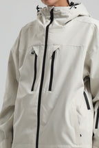 Women's Off White Multi-Pocket Dual-Vent Snow Jacket Waterproof Insulated Ski Jacket - Gsou Snow