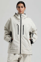 Women's Off White Multi-Pocket Dual-Vent Snow Jacket Waterproof Insulated Ski Jacket - Gsou Snow