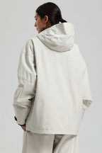 Women's Off White Multi-Pocket Dual-Vent Snow Jacket Waterproof Insulated Ski Jacket - Gsou Snow