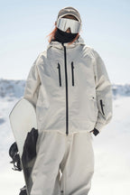 Women's Khaki Multi-Pocket Dual-Vent Ski Jacket Waterproof Insulated Snow Jacket