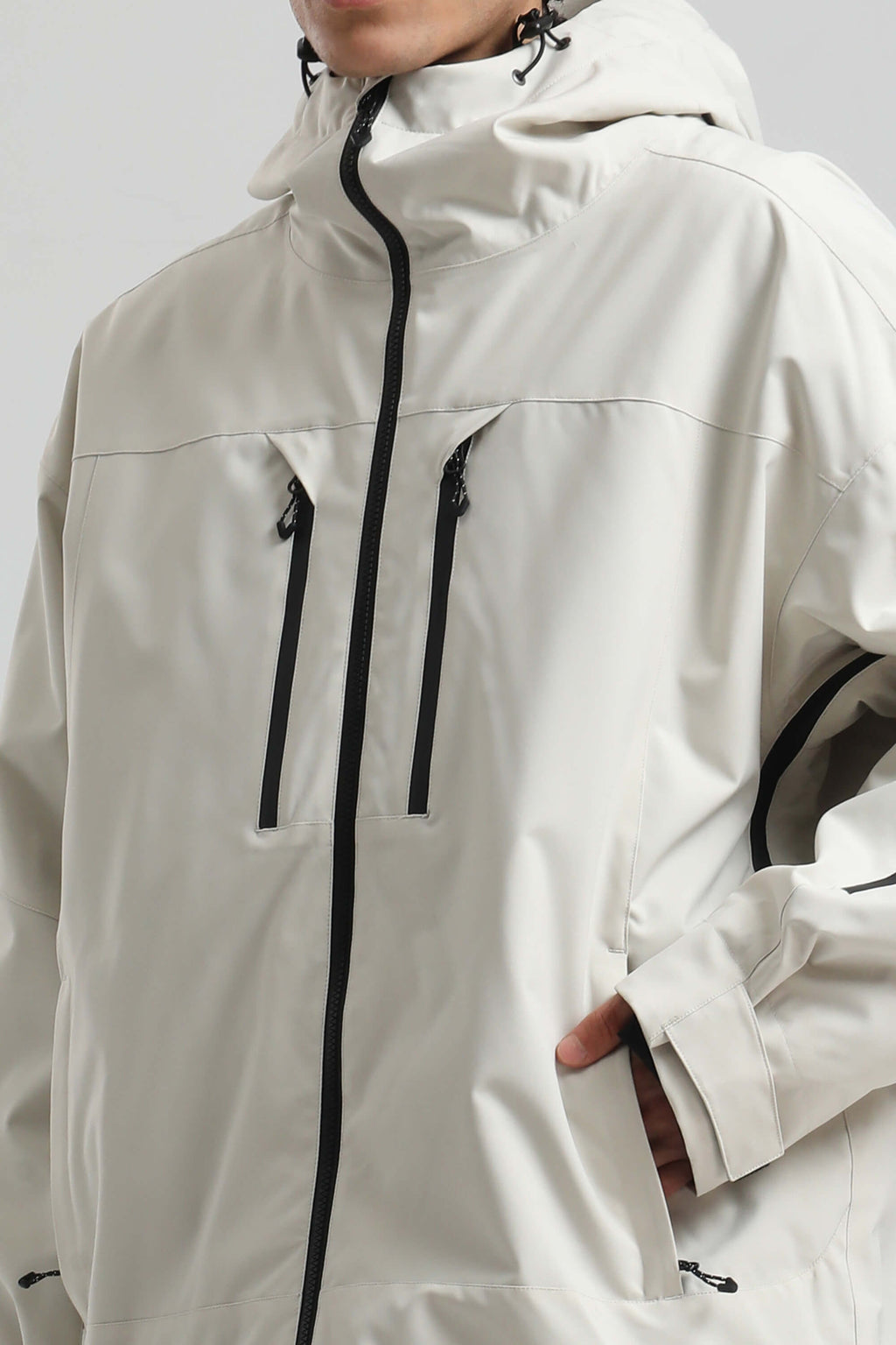 Men's Off White Multi-Pocket Dual-Vent Snow Jacket Waterproof Insulated Ski Jacket - Gsou Snow