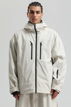 Men's Off White Multi-Pocket Dual-Vent Snow Jacket Waterproof Insulated Ski Jacket - Gsou Snow
