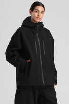 Women's Black Multi-Pocket Dual-Vent Snow Jacket Waterproof Insulated Ski Jacket - Gsou Snow