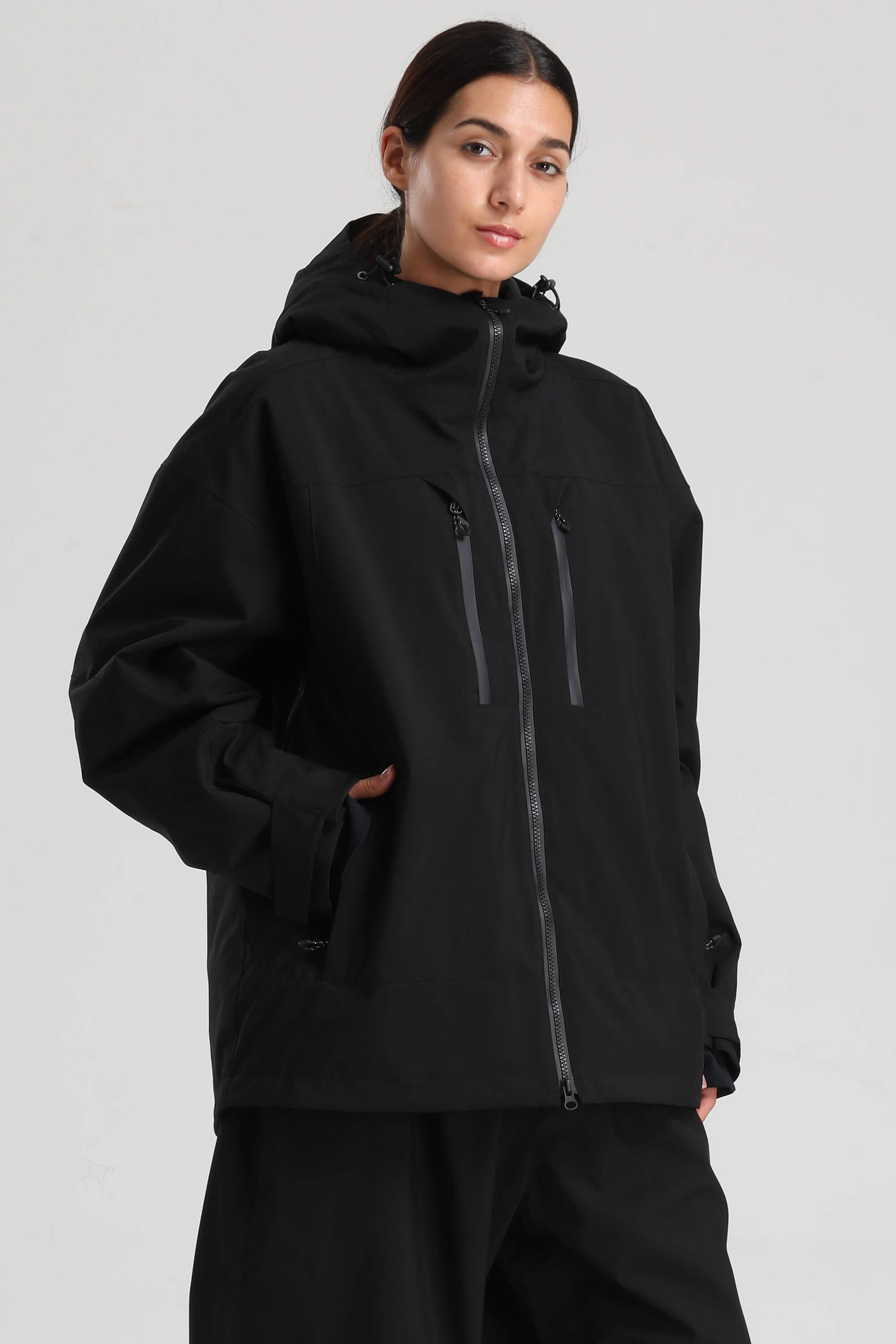 Women's Black Multi-Pocket Dual-Vent Snow Jacket Waterproof Insulated Ski Jacket - Gsou Snow