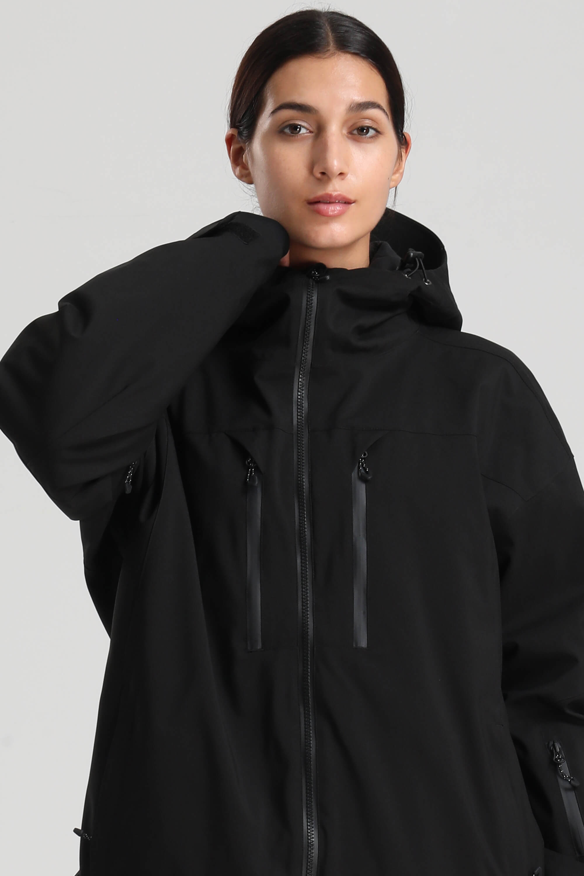 Women's Black Multi-Pocket Dual-Vent Snow Jacket Waterproof Insulated Ski Jacket - Gsou Snow