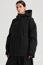 Women's Black Multi-Pocket Dual-Vent Snow Jacket Waterproof Insulated Ski Jacket - Gsou Snow