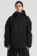 Women's Black Multi-Pocket Dual-Vent Snow Jacket Waterproof Insulated Ski Jacket - Gsou Snow
