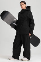 Women's Black Multi-Pocket Dual-Vent Snow Jacket Waterproof Insulated Ski Jacket - Gsou Snow
