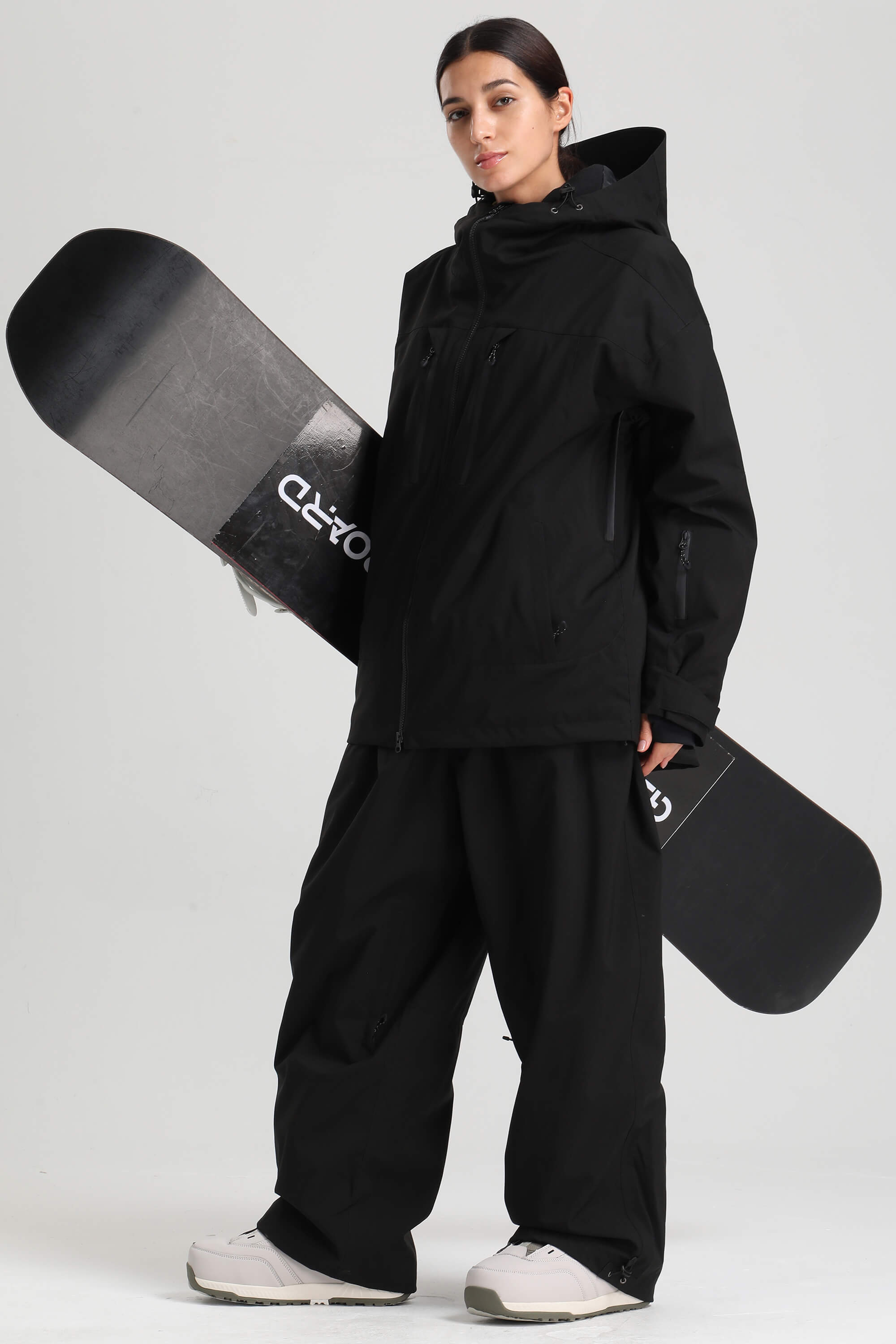 Women's Black Multi-Pocket Dual-Vent Snow Jacket Waterproof Insulated Ski Jacket - Gsou Snow