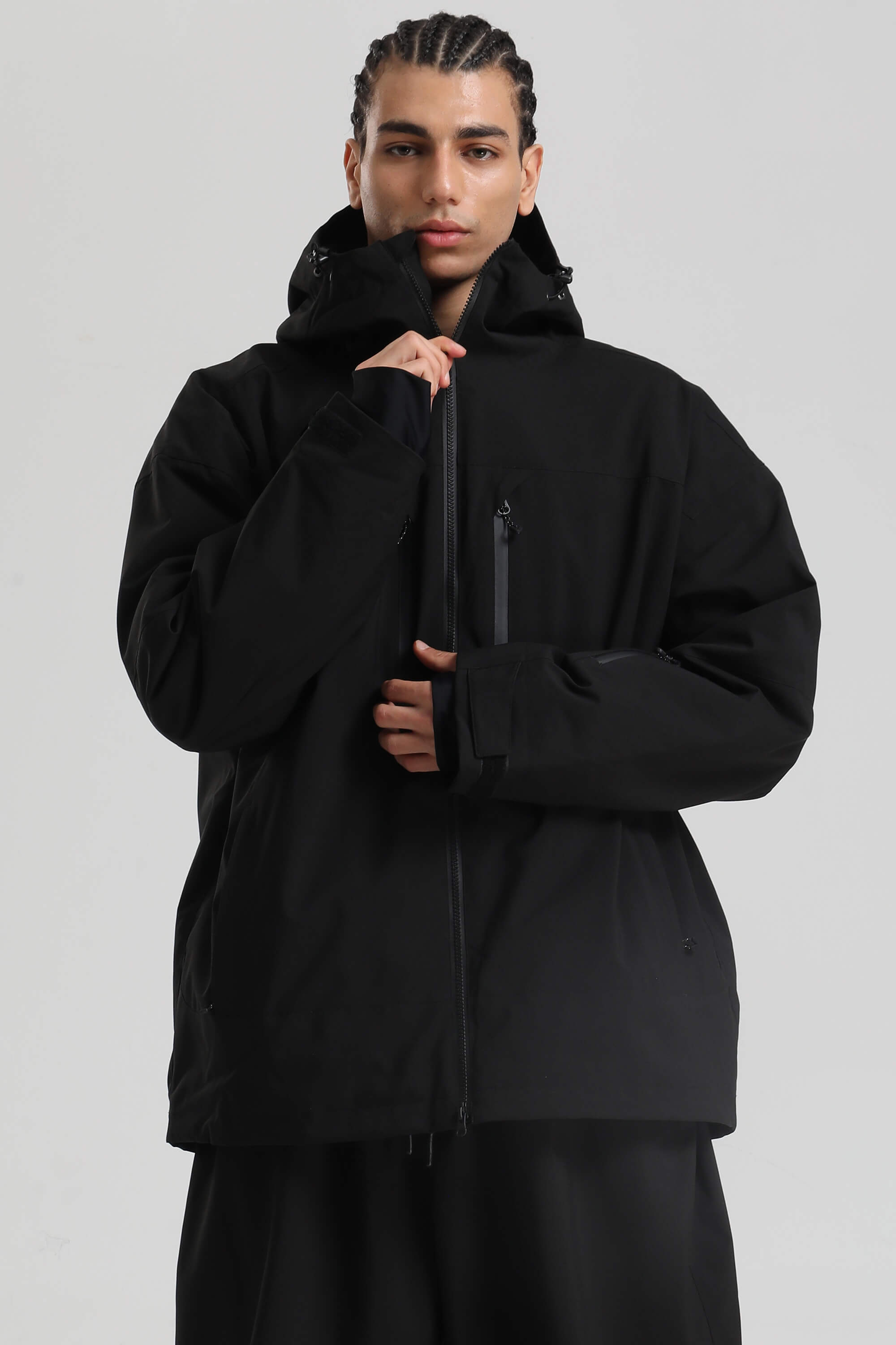 Men's Off White Multi-Pocket Dual-Vent Ski Jacket Waterproof Insulated Snow Jacket