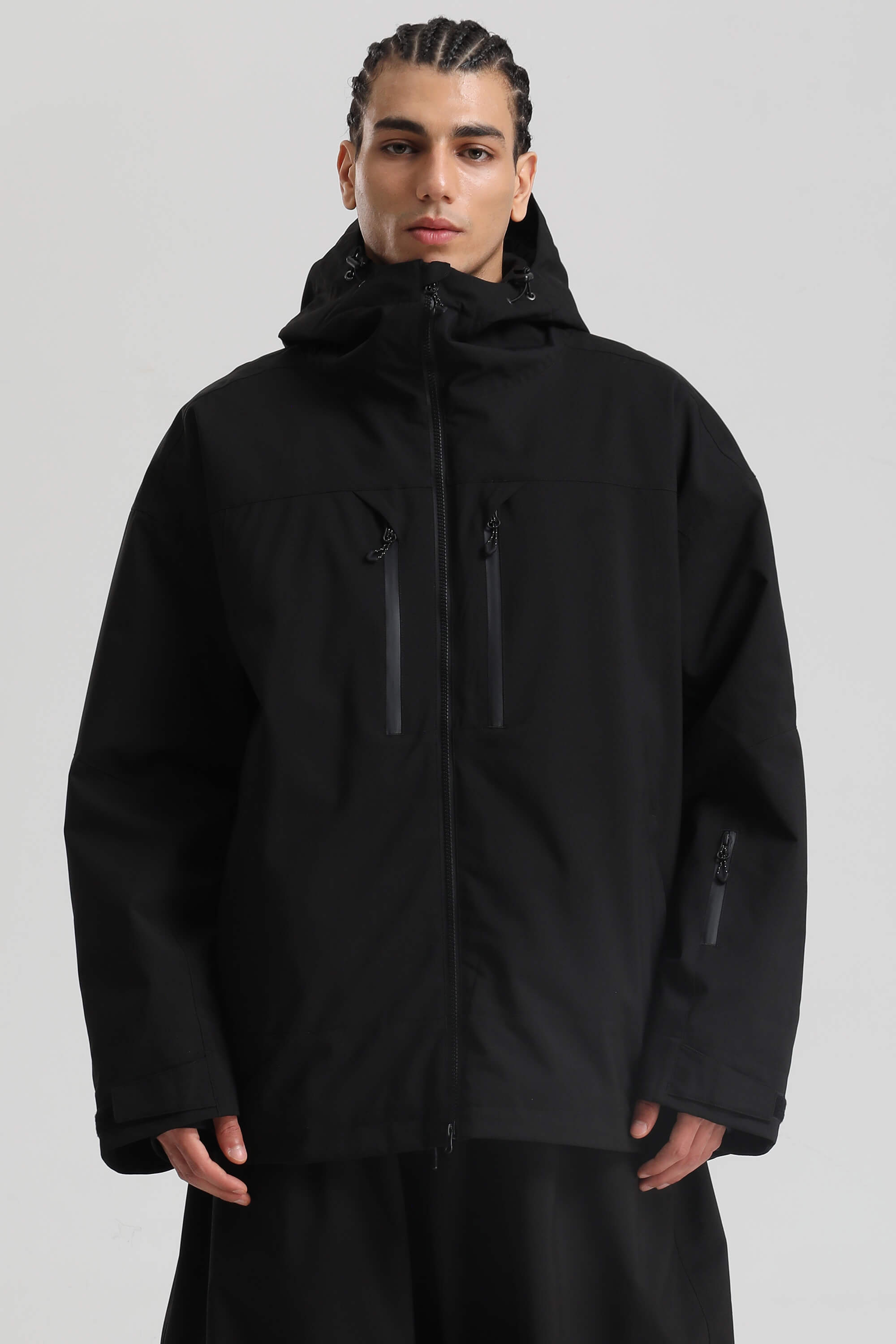 Men's Black Multi-Pocket Dual-Vent Snow Jacket Waterproof Insulated Ski Jacket - Gsou Snow