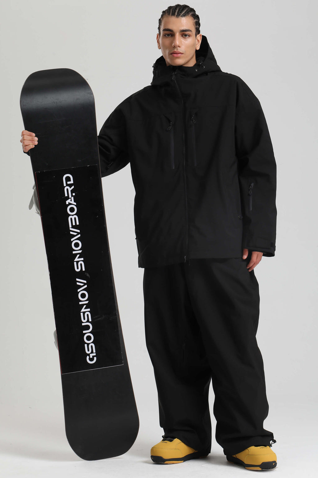 Men's Black Multi-Pocket Dual-Vent Snow Jacket Waterproof Insulated Ski Jacket - Gsou Snow