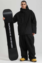 Men's Black Multi-Pocket Dual-Vent Snow Jacket Waterproof Insulated Ski Jacket - Gsou Snow