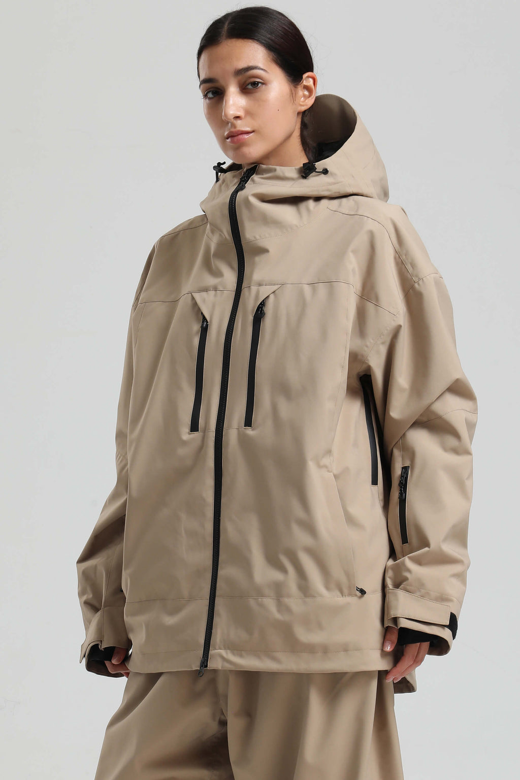 Women's Khaki Multi-Pocket Dual-Vent Snow Jacket Waterproof Insulated Ski Jacket - Gsou Snow
