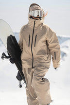 Women's Army Green Multi-Pocket Dual-Vent Ski Jacket Waterproof Insulated Snow Jacket