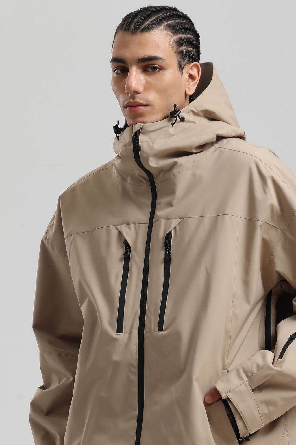 Men's Khaki Multi-Pocket Dual-Vent Snow Jacket Waterproof Insulated Ski Jacket - Gsou Snow