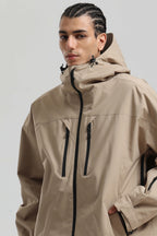Men's Khaki Multi-Pocket Dual-Vent Snow Jacket Waterproof Insulated Ski Jacket - Gsou Snow