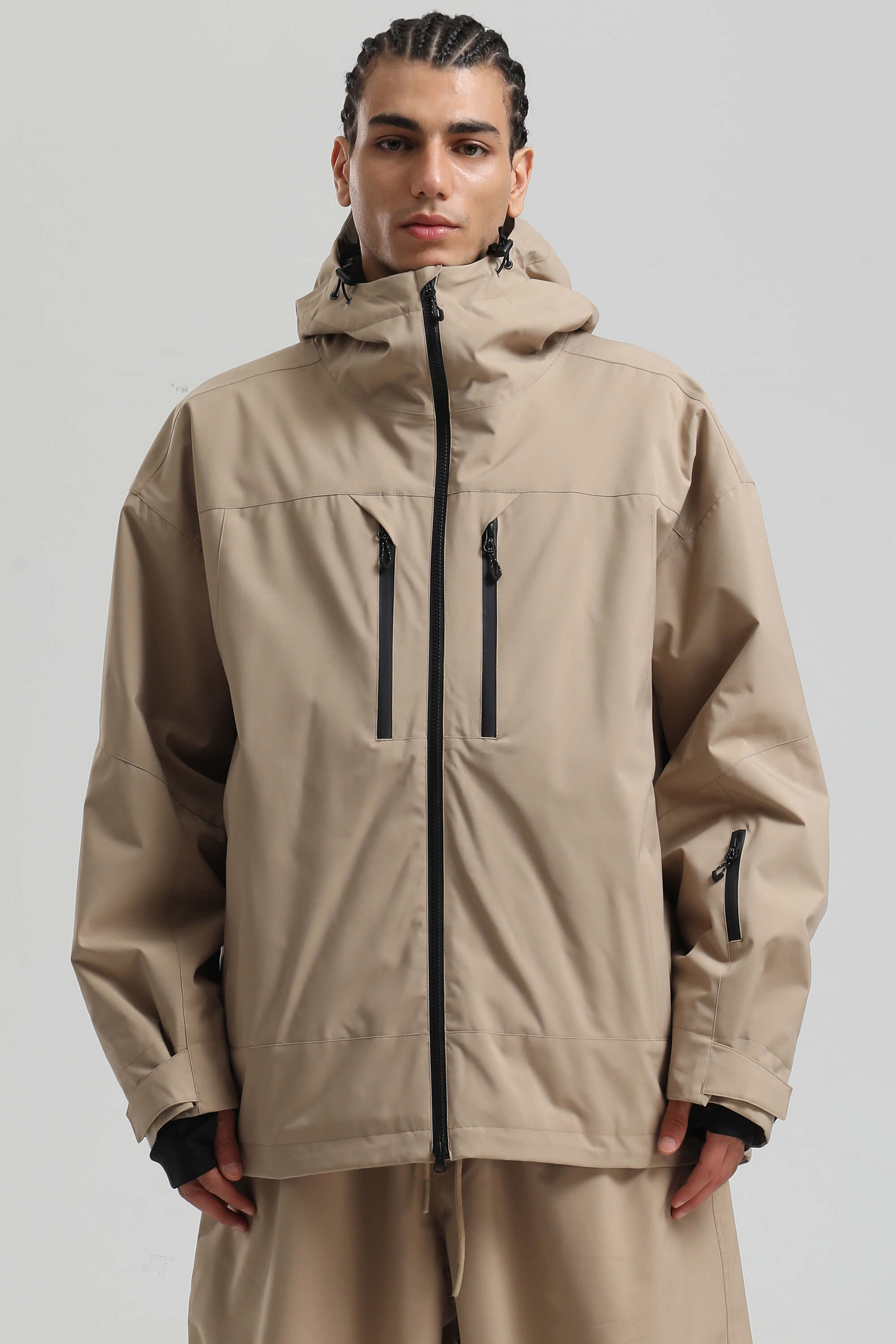 Men's Khaki Multi-Pocket Dual-Vent Snow Jacket Waterproof Insulated Ski Jacket - Gsou Snow