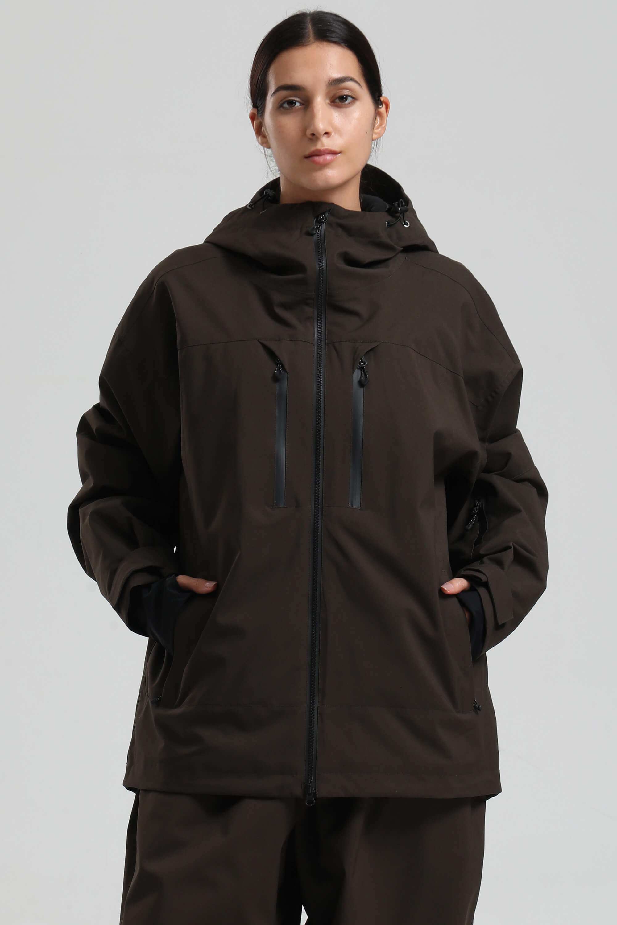 Women's Coffee Multi-Pocket Dual-Vent Snow Jacket Waterproof Insulated Ski Jacket - Gsou Snow