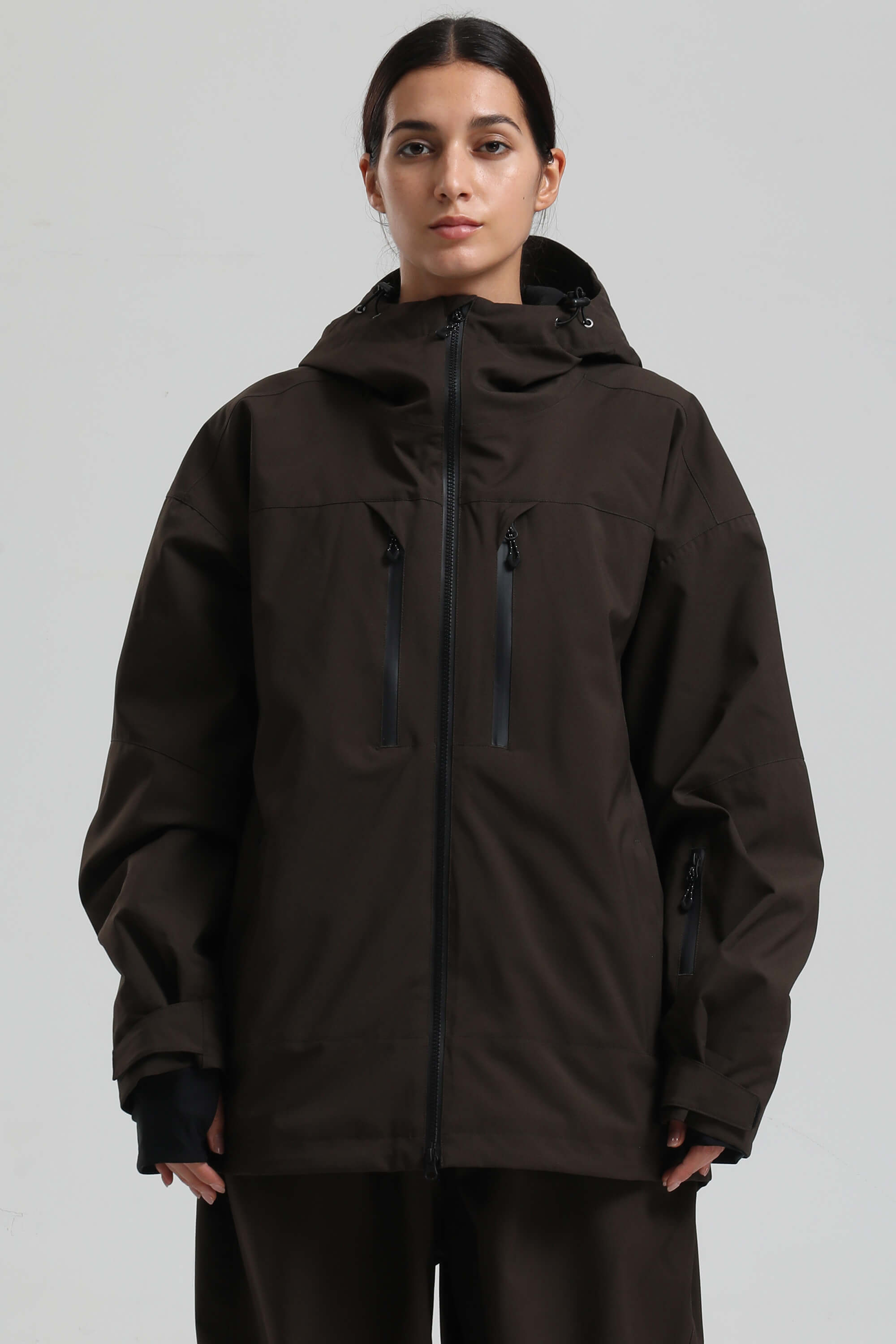 Women's Coffee Multi-Pocket Dual-Vent Snow Jacket Waterproof Insulated Ski Jacket - Gsou Snow