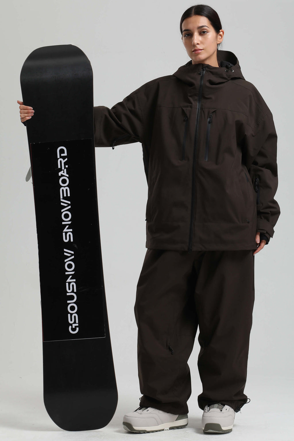 Women's Coffee Multi-Pocket Dual-Vent Snow Jacket Waterproof Insulated Ski Jacket - Gsou Snow