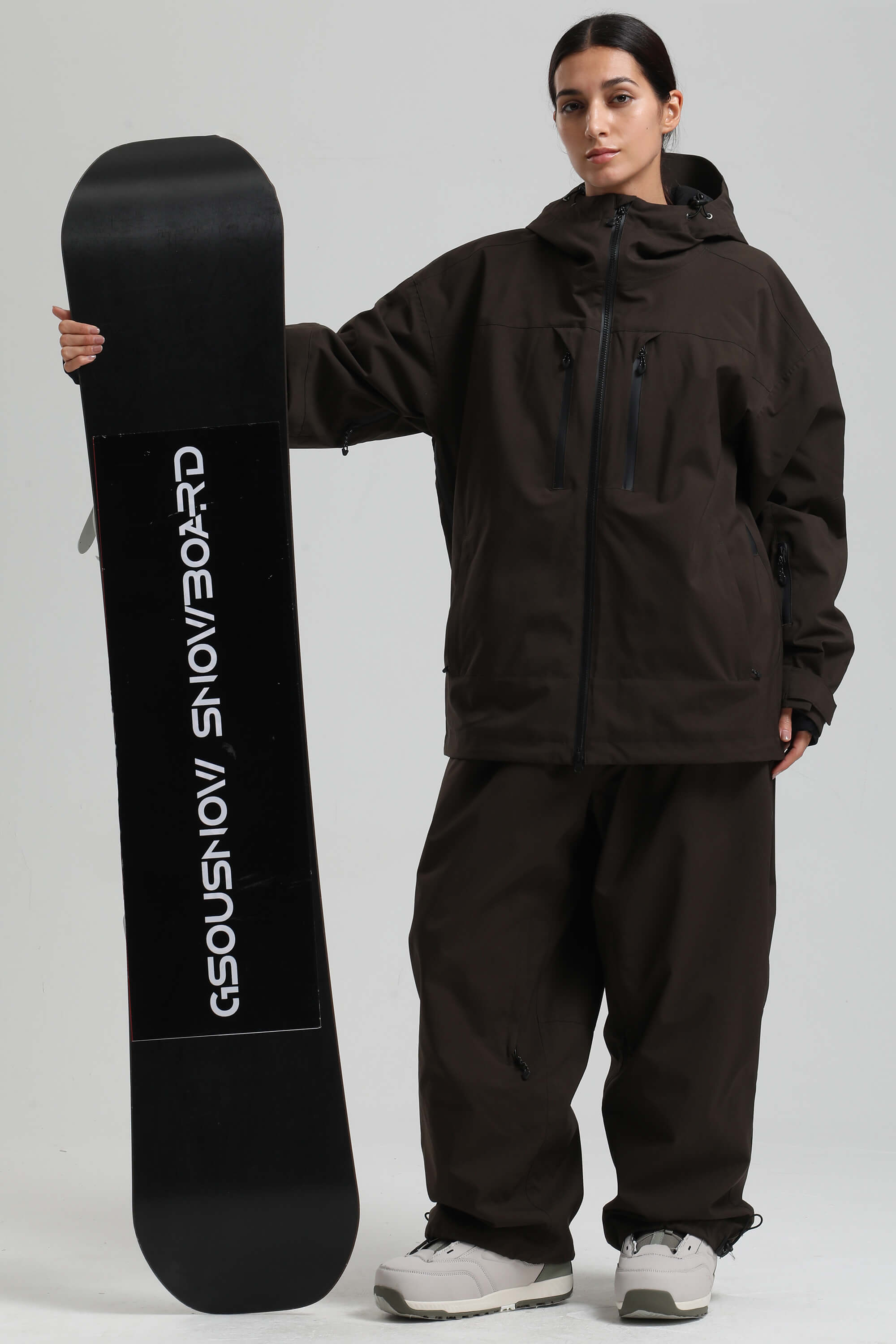 Women's Coffee Multi-Pocket Dual-Vent Snow Jacket Waterproof Insulated Ski Jacket - Gsou Snow