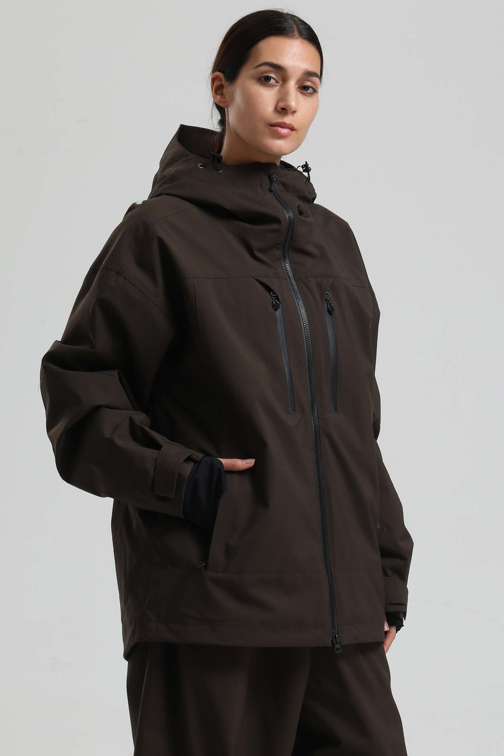 Women's Coffee Multi-Pocket Dual-Vent Snow Jacket Waterproof Insulated Ski Jacket - Gsou Snow