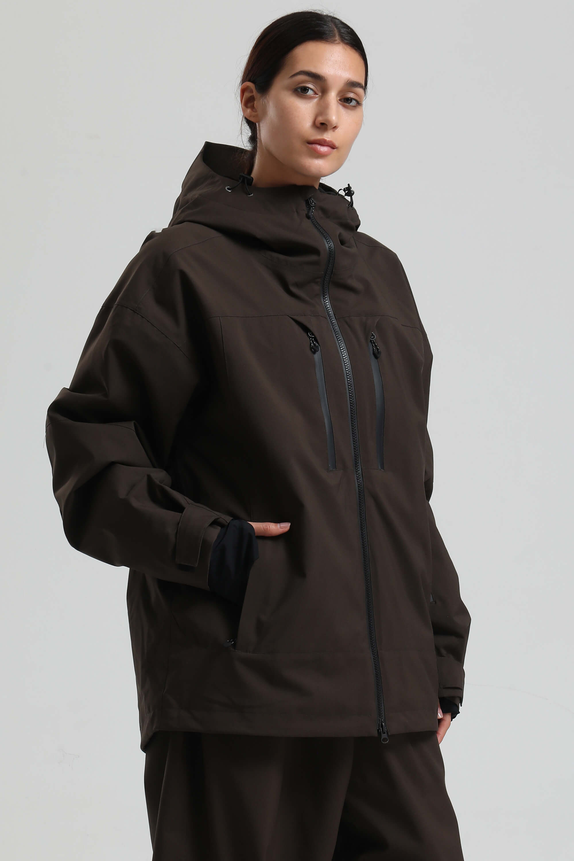 Women's Coffee Multi-Pocket Dual-Vent Snow Jacket Waterproof Insulated Ski Jacket - Gsou Snow