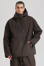 Men's Coffee Multi-Pocket Dual-Vent Snow Jacket Waterproof Insulated Ski Jacket - Gsou Snow