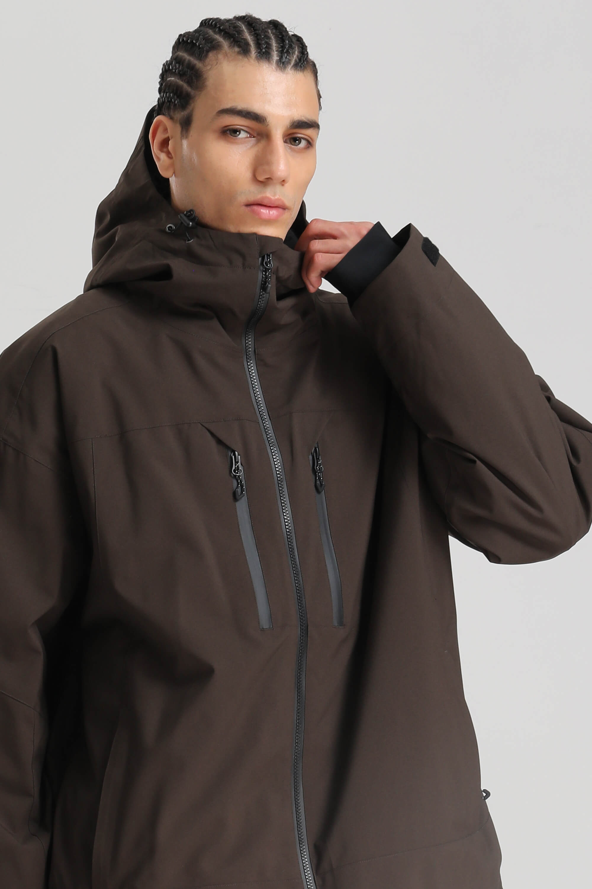 Men's Coffee Multi-Pocket Dual-Vent Snow Jacket Waterproof Insulated Ski Jacket - Gsou Snow
