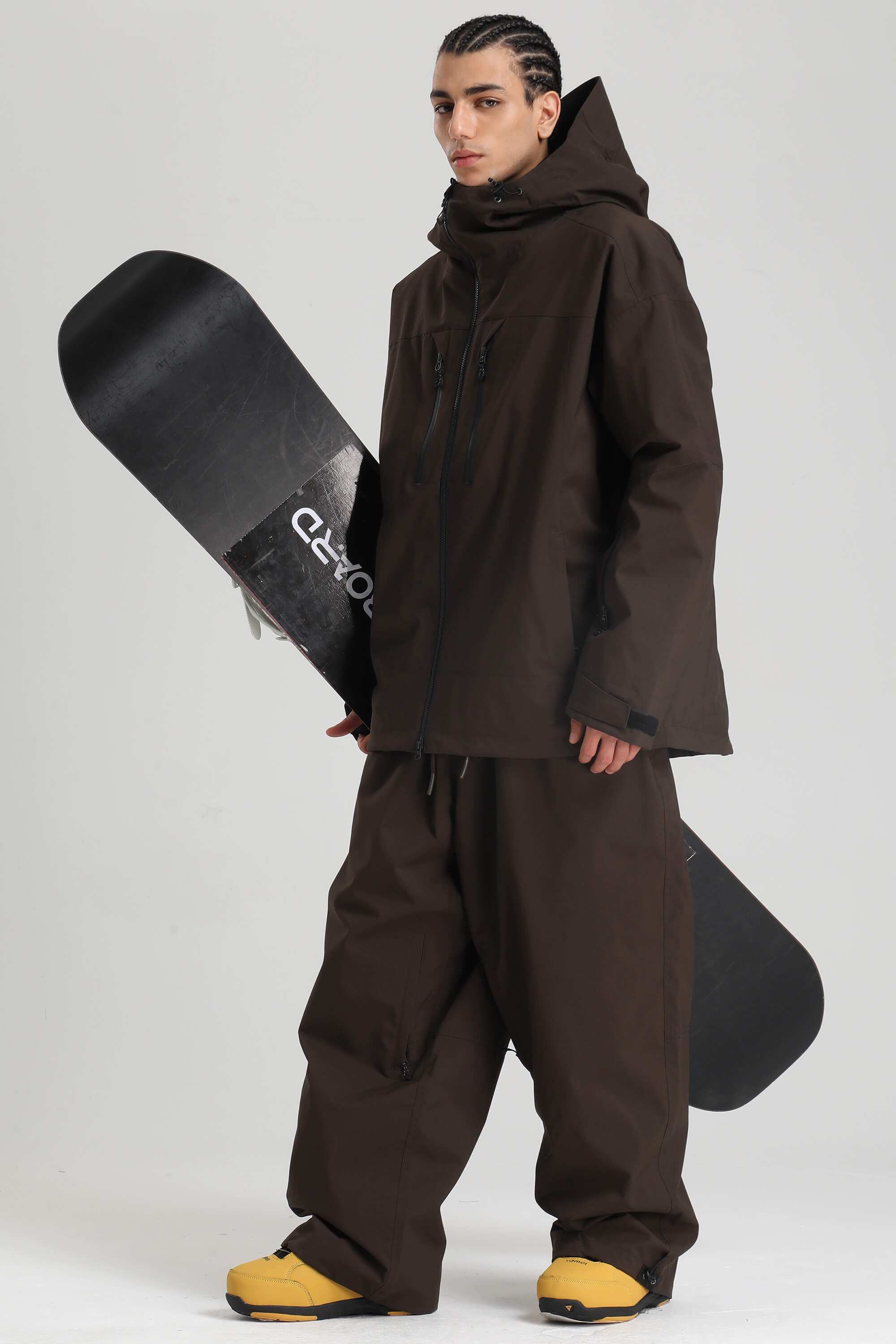 Men's Coffee Multi-Pocket Dual-Vent Snow Jacket Waterproof Insulated Ski Jacket - Gsou Snow