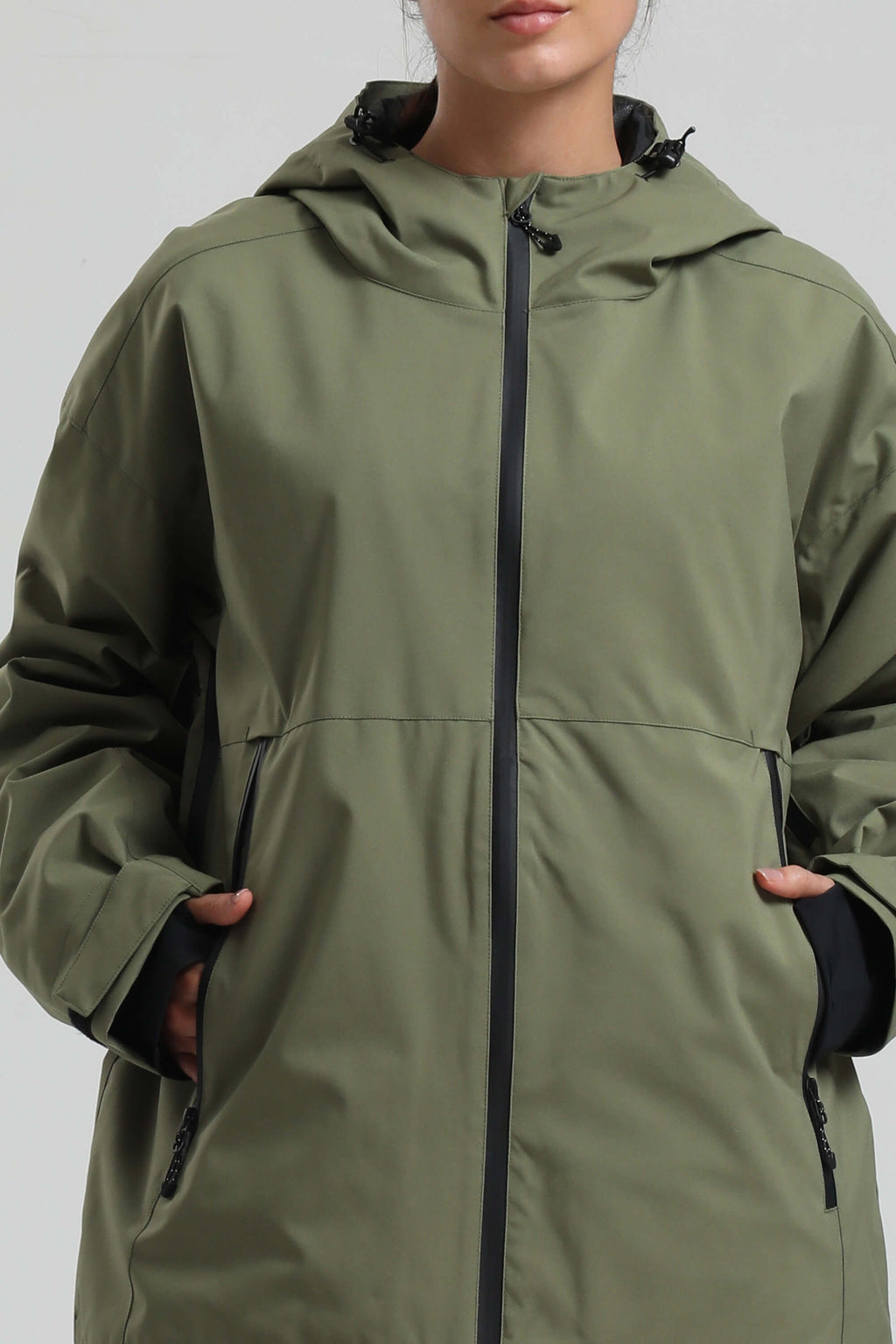 Women's Army Green Fully Sealed Dual-Vent Snow Jacket Minimalist Insulated Ski Jacket - Gsou Snow