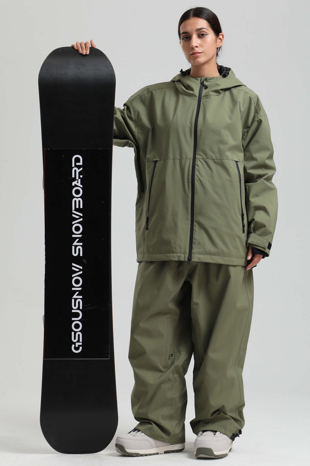 Women's Army Green Fully Sealed Dual-Vent Snow Jacket Minimalist Insulated Ski Jacket - Gsou Snow
