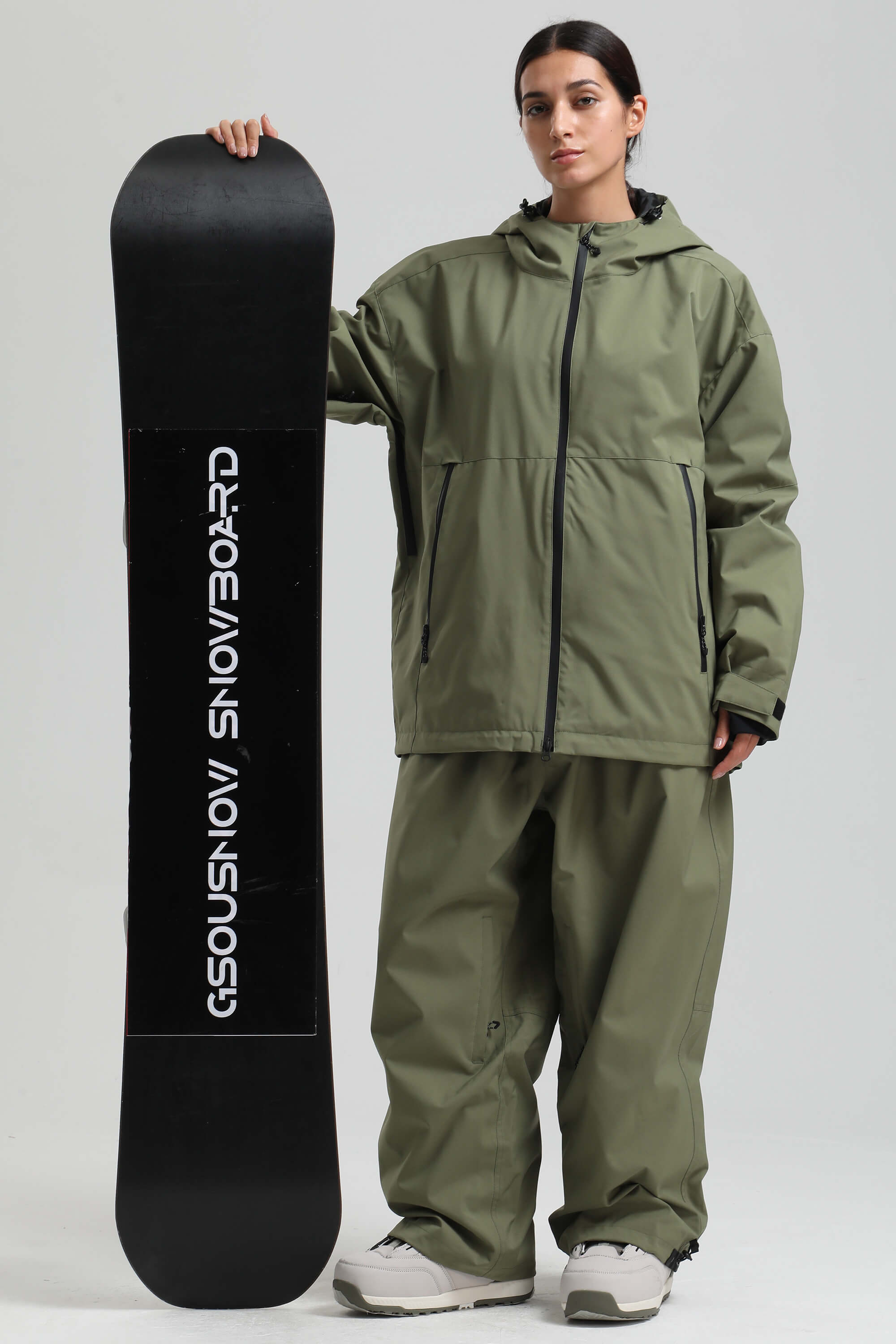 Women's Army Green Fully Sealed Dual-Vent Snow Jacket Minimalist Insulated Ski Jacket - Gsou Snow