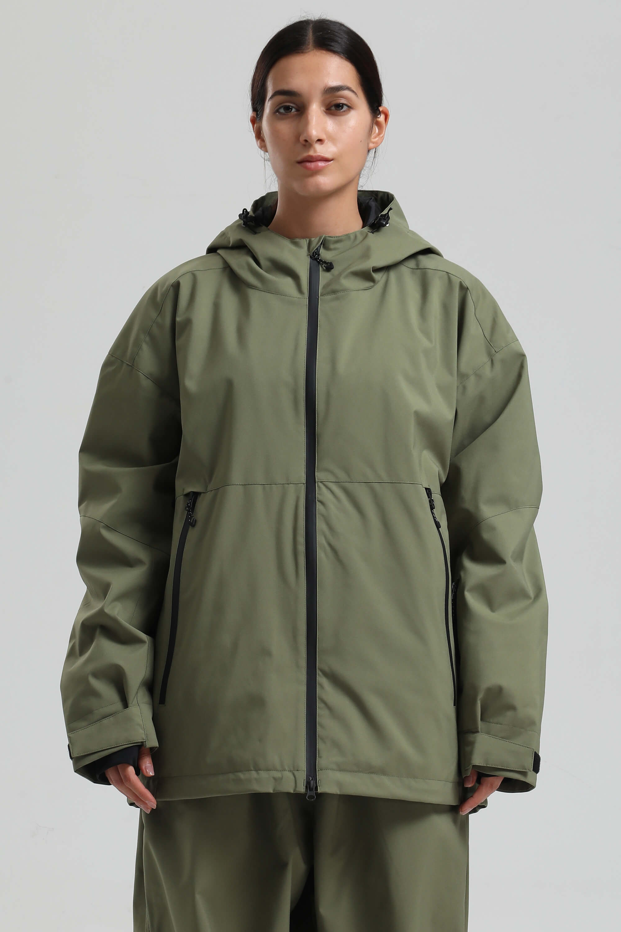 Women's Off White Fully-Sealed Dual-Vent Ski Jacket Minimalist Insulated Snow Jacket