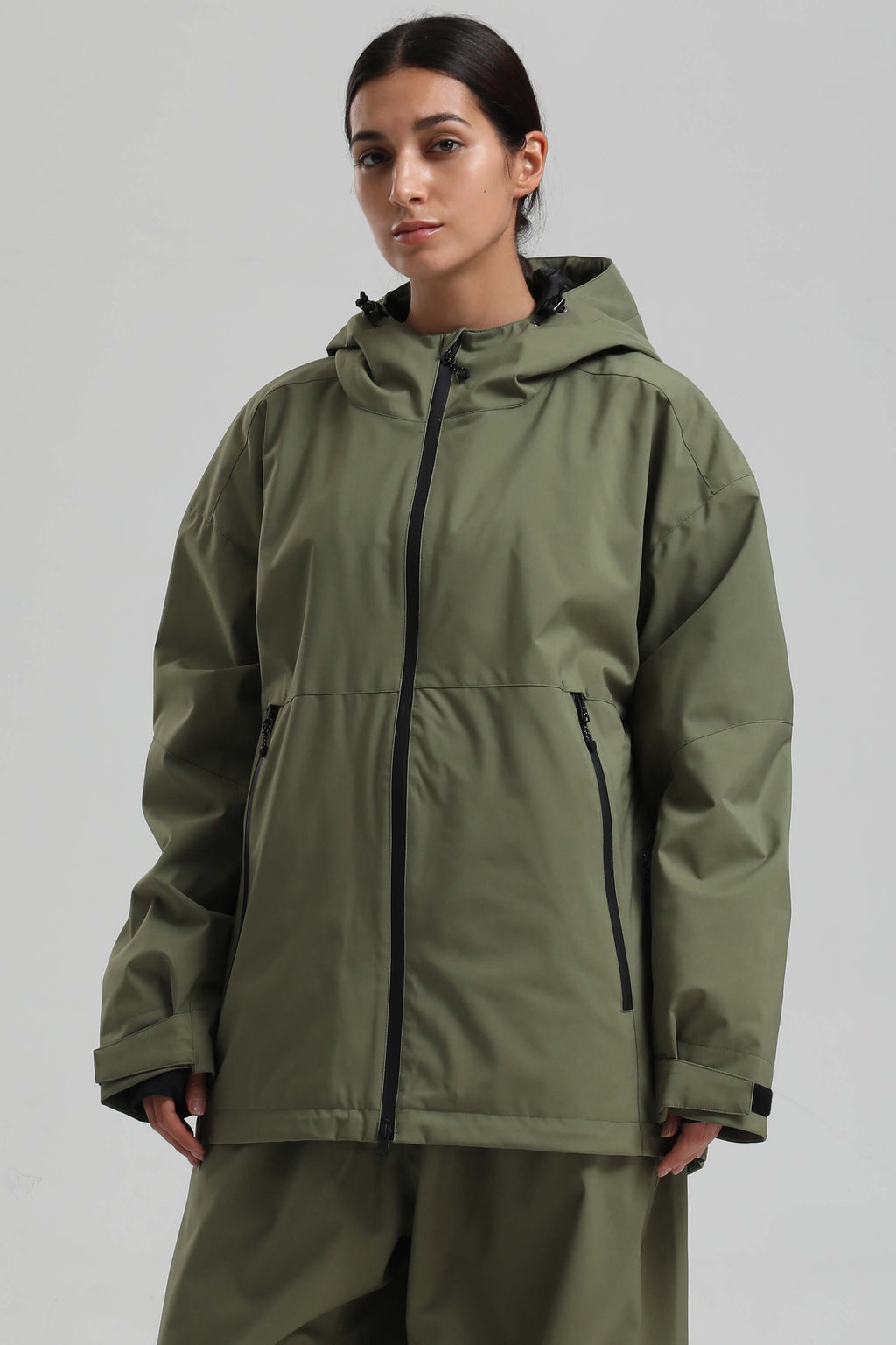 Women's Army Green Fully Sealed Dual-Vent Snow Jacket Minimalist Insulated Ski Jacket - Gsou Snow